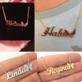 Custom Name Necklace Customizable Name Pendant Stainless Steel Gold Plated Necklace Women Letter Crown Personalized Jewelry Gift